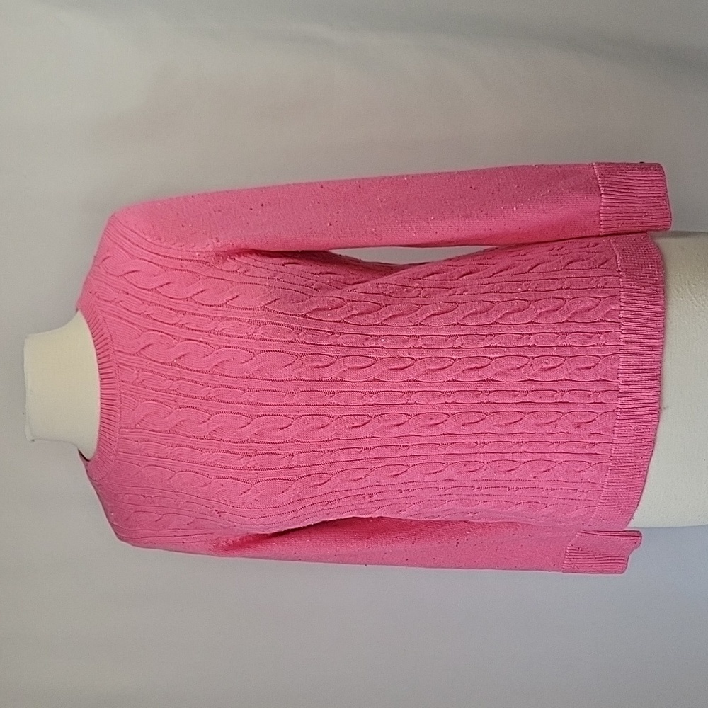 Talbots Confetti Marled Lightweight Cable Knit Sweater Pink Size MP NWT